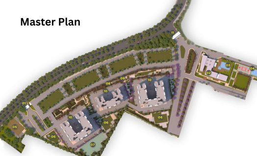 Oberoi Bandra Reclamation master plan showcasing the layout of luxury residences and amenities